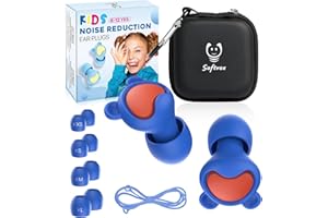 Kids Ear Plugs (6-12 years) with Cord, Kids Ear Protection Reusable Noise Relief Earplugs for Focus, Travel, Concert, Sociali