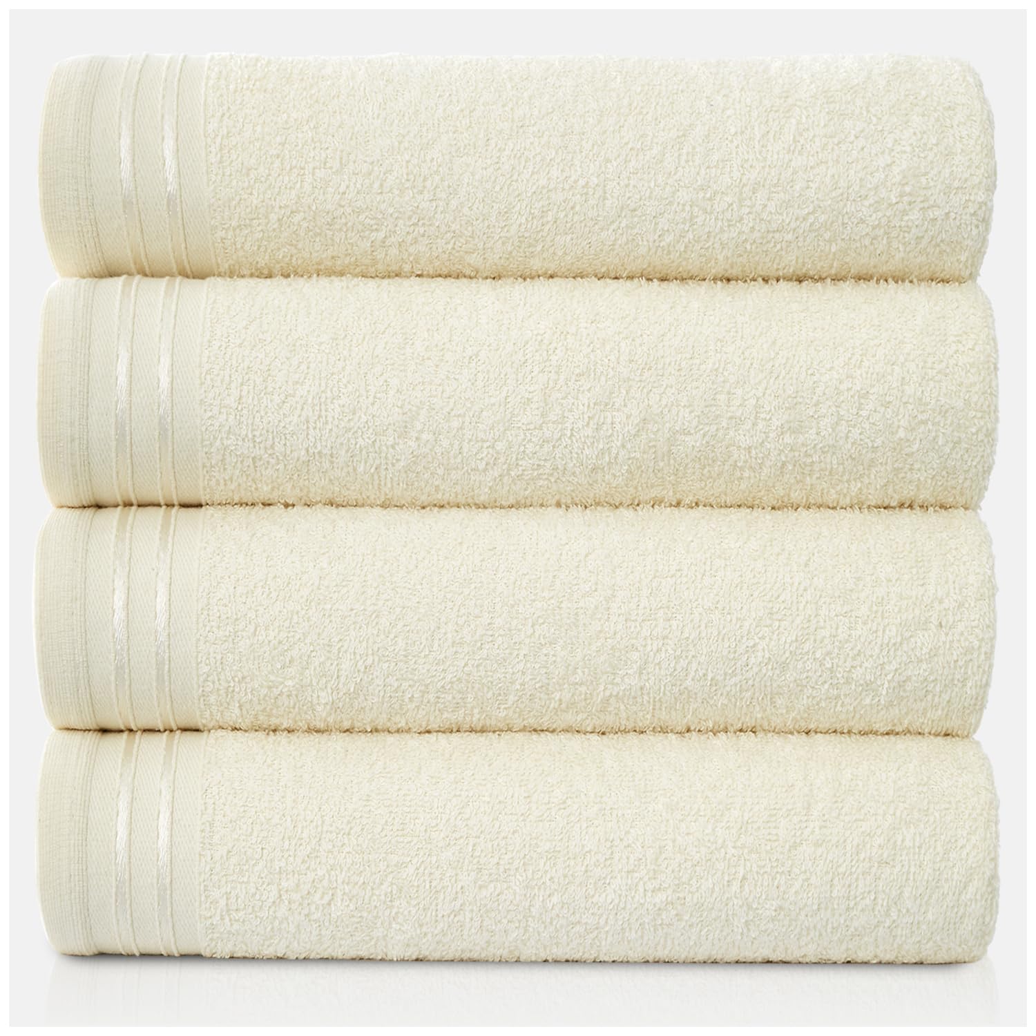 GC GAVENO CAVAILIA Large Towels Bath Sheet - Highly Absorbent Egyptian Cotton Towel Set - 4 Pack Extra Soft Large Bath Towel Cream - Quick Dry Bath Sheets - 450 GSM Washable Towels, 75 x 135 cm