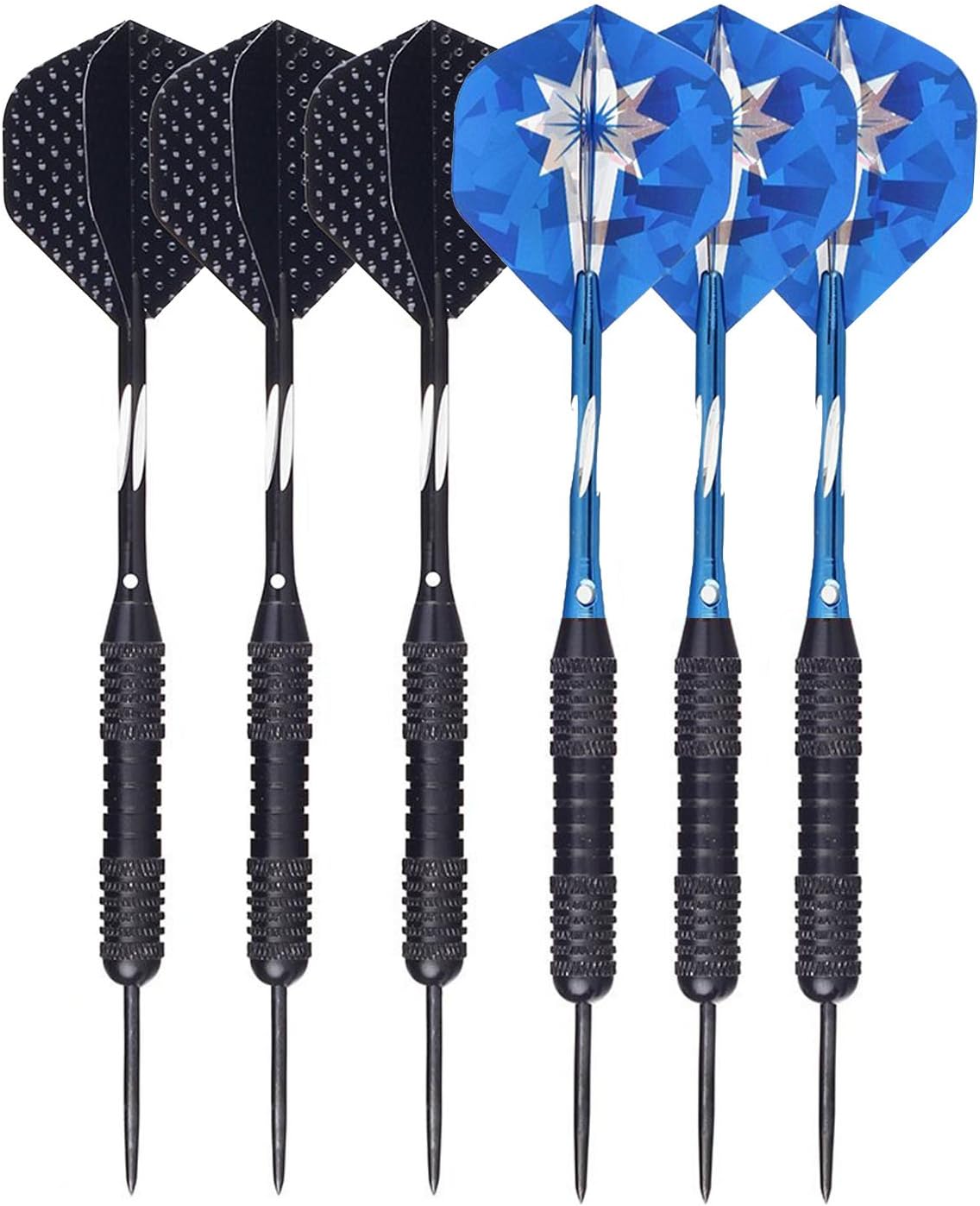 Gerhannery Dart Set 6 Pcs Steel Tip Darts Accessories with Stainless Steel Needle Tip Aluminum Shaft and 2 Style Flights