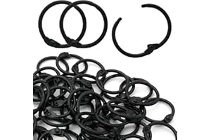 Semrien 50 Pcs 1/2 Inch Binder Rings, Loose Leaf Binder Book Rings Black Paper Rings, Metal Index Card Rings Binder Clip Rings for Flash Cards, Key Rings, Index Cards (15mm)