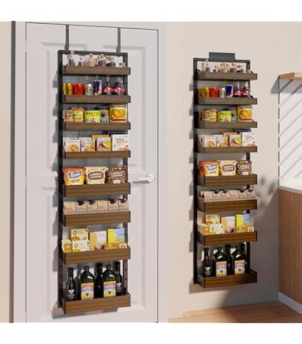Over The Door Pantry Organizer - 6-Tier Mesh Basket Hanging & Wall - View #6