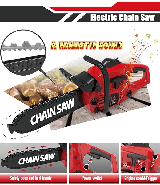 KIDS TOOL SET WITH ELECTRIC TOY DRILL HALLOWEEN CHAINSAW JIGSAW TOY TOOLS, REALISTIC KIDS POWER CONSTRUCTION PRETEND PLAY TOOLS SET TOY STEM PLAYSET TODDLER TOYS KIT FOR TODDLER BOY GIRL