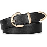JASGOOD Women Leather Belt Fashion Ladies Waist Belt for Jeans Casual Faux Leather Belt with Gold Buckle