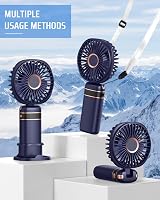 FAPPEN Mini Handheld Fan Rechargeable 5 Speed Folding Portable USB Fan Deep Blue view 7