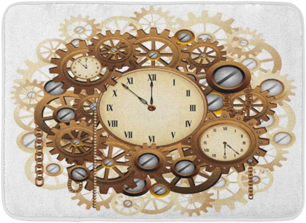 miyvn Felpudo Steam Steampunk Antiguo Estilo Relojes y Engranajes Punk