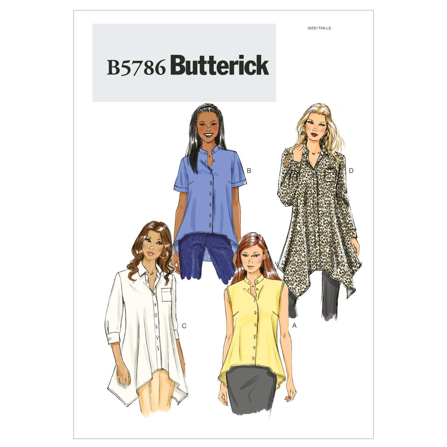 Butterick Patterns B5786 Size B5 8-10-12-14-16 Misses' Shirt, Pack of 1, White