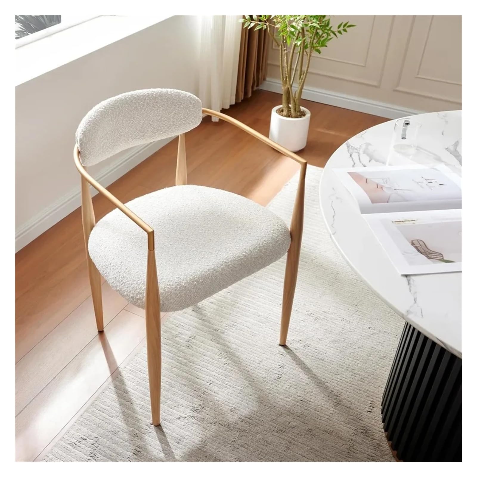 Photo 1 of *****SIMIILAR CHAIR*******KUAOXK Adjustable Office Computer Chair with Armrest 1pcs White Upholstered Dining Chairs with Armrests and Wood Grain Legs for Kitchen Living Room