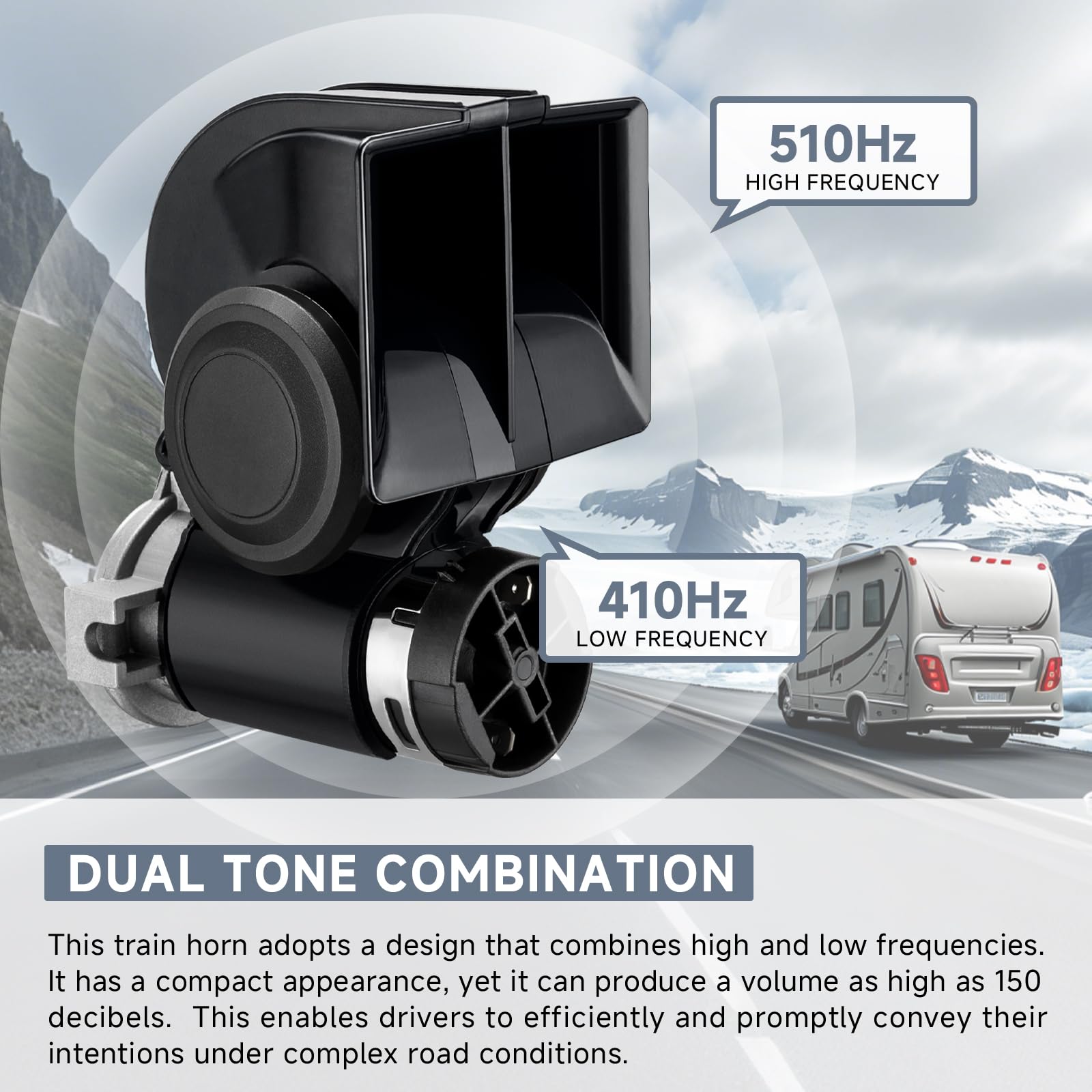 Train Horn for Car, banhao 12V 150db Loud Truck Horn Electric Snail Air Horn Kit with Relay Harness for Vehicles Motorcycle Boat Ship