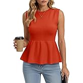 Saodimallsu Womens Sleeveless Babydoll Tank Tops Peplum Ruffle Crew Neck Ribbed Knit Summer Trendy Sweater Vest