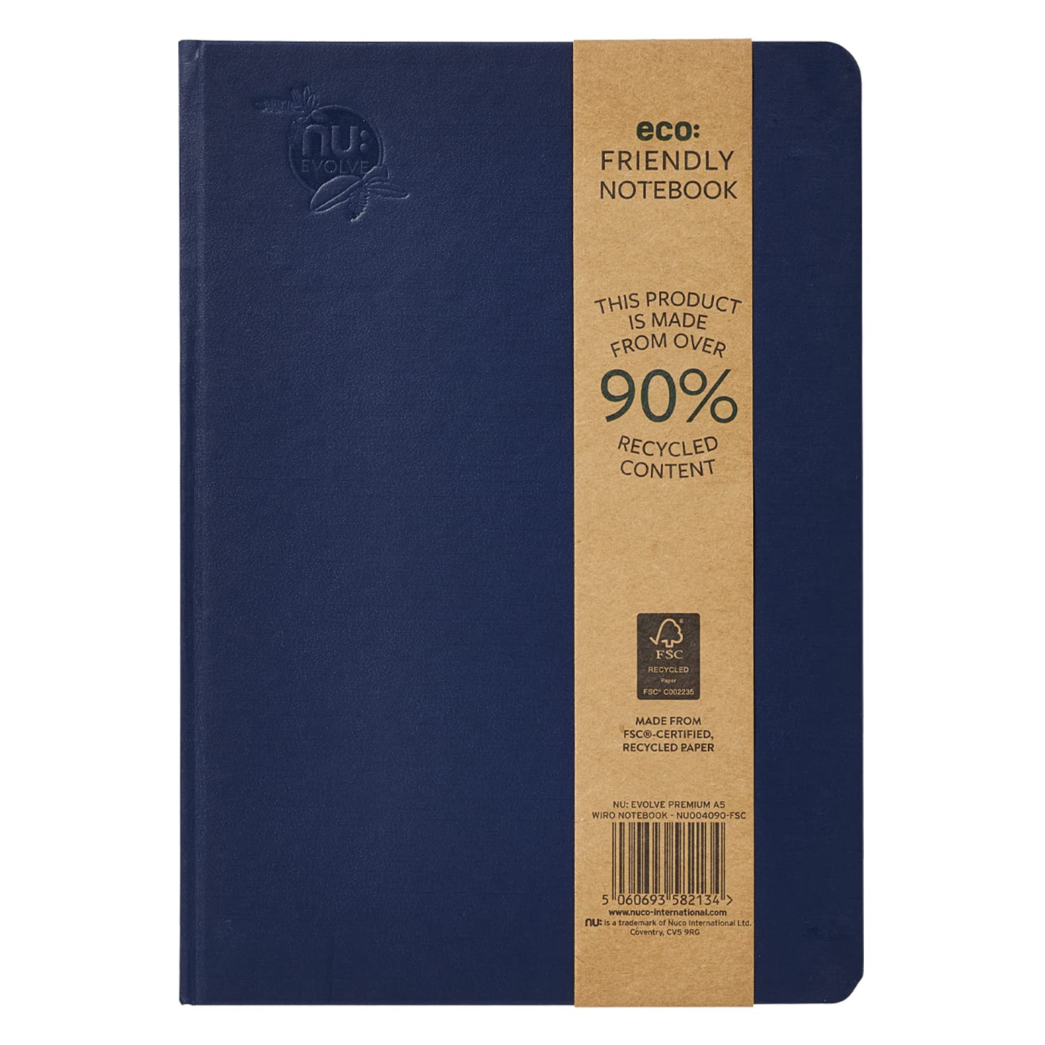 NU: Notebooks - Evolve Premium Range - Navy B5 Notebook - Casebound Notebook - Recycled Notebooks - Eco Stationery - 120 Pages