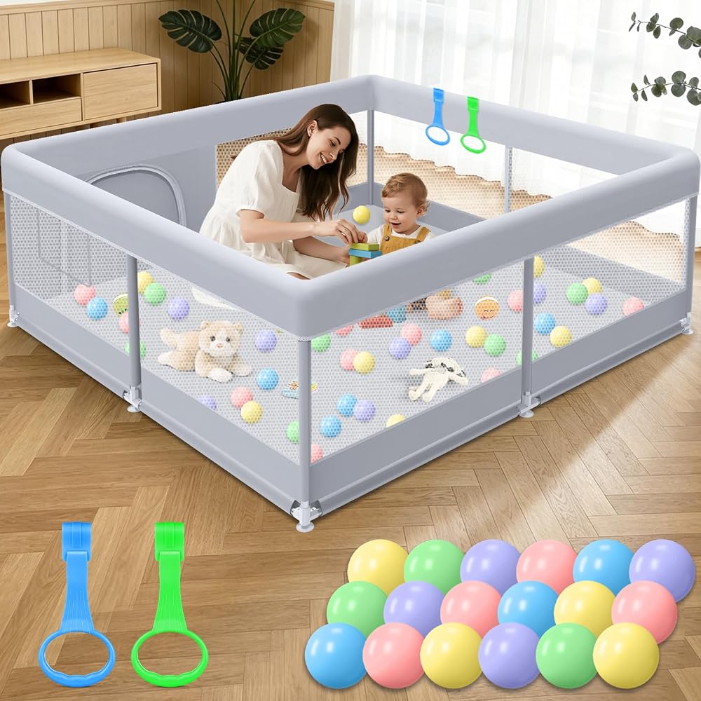 XVISHX Baby Playpen 50 x 50 Inch Play Pen Playards, Playpen for Babies and Toddlers, Baby Playard for Indoor & Outdoor Active