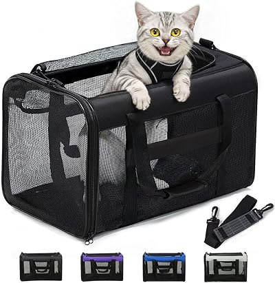 Conlun Cat Carrier Bag Soft-Sided 4-Sided Mesh Airline Approved up to 6kg