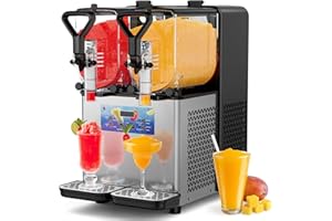 TUATNUT Slushy Machine, No Ice Needed, 2 Gal/8L, 1Gal/4L×2 Tanks Frozen Drink Machine, 110V Stainless Steel Margarita Machine for Restaurant Home Party Bar Cocktail Alcohol Beverage Wine