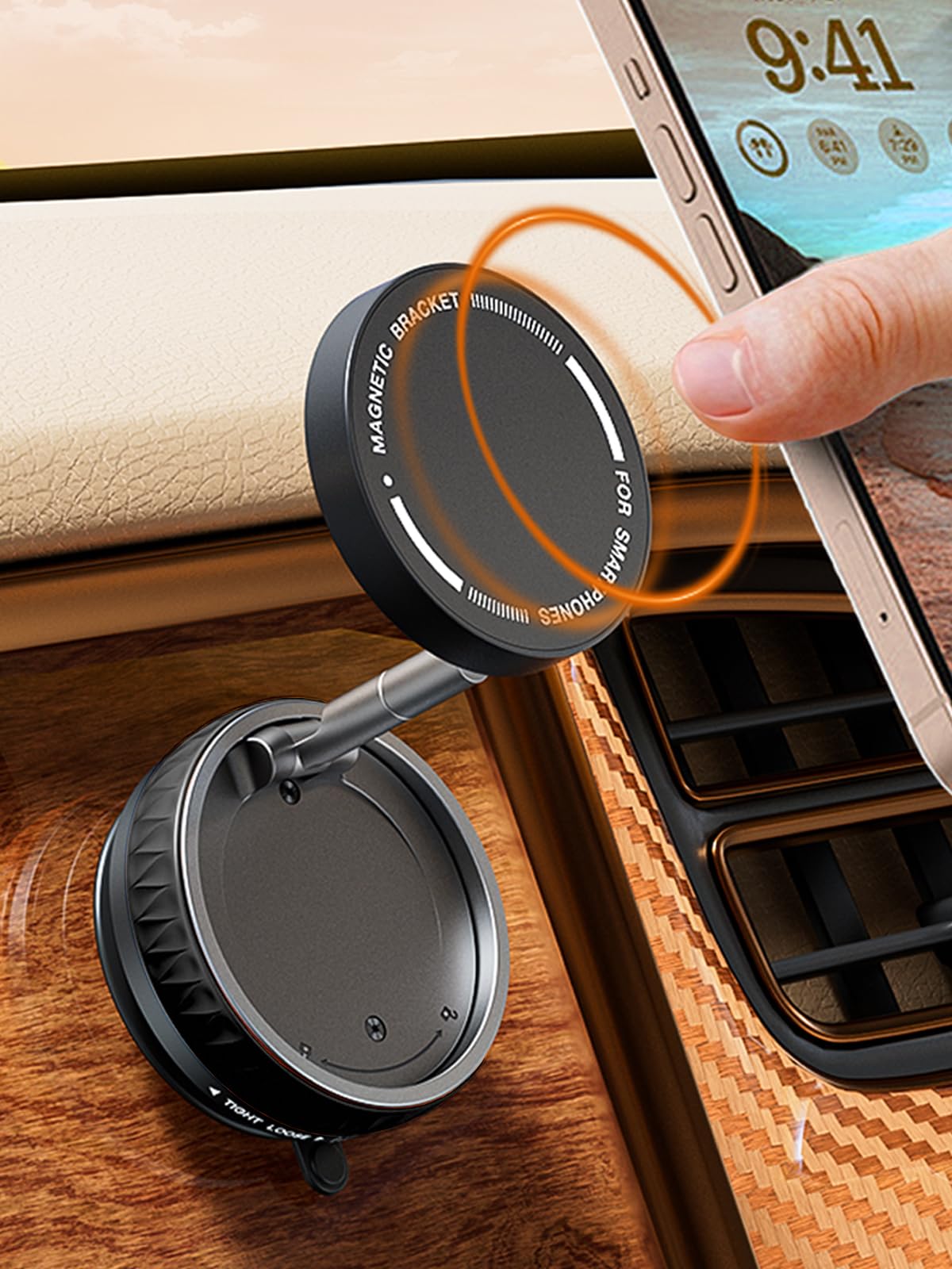 Photo 1 of 2025 Upgraded Vacuum Magnetic Car Phone Holder, 360° Adjustable Strong Suction & Magnetic Phone Mount for Car/Mirror/Smooth Surface, Compatible with magsafe & All Smartphones & All Car Models (Black)