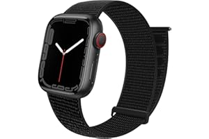 GZ GZHISY JuQBanke Sport Loop Band Compatible with Apple Watch Band 38mm 40mm 41mm 42mm 44mm 45mm iWatch Series 7 6 5 SE 4 3 2 1 Strap, Nylon Women Men Stretchy Elastic Braided Wristband, 42 44 45mm Dark Black