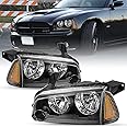 SOCKIR 4Pcs Headlight Assembly Compatible with 2006-2010 Dodge Charger Headlight with Corner Singal Light Replacement OE Halogen Headlamp Passenger and Driver Side