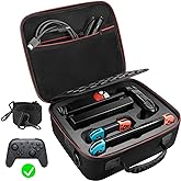 VORI Carrying Case for Nintendo Switch/Switch OLED Model (2021), Hard Travel Storage Protective Case with Handle and Shoulder Strap for Pro Controller, Poke Ball Plus and Switch Accessories, Black