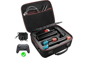 VORI Carrying Case for Nintendo Switch/Switch OLED Model (2021), Hard Travel Storage Protective Case with Handle and Shoulder Strap for Pro Controller, Poke Ball Plus and Switch Accessories, Black