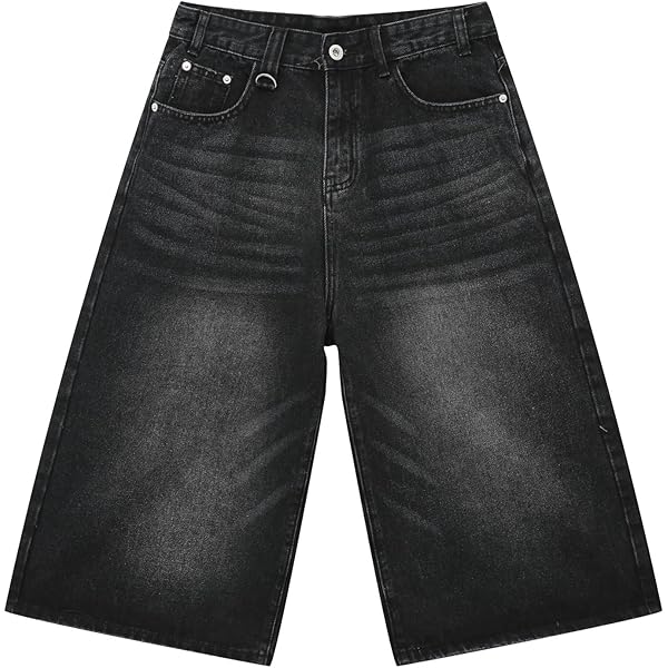 Calf-Length Jeans Men Streetwear Vintage Denim Pants Solid Color