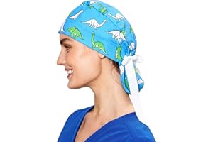 DR. WOOF APPAREL Scrub Caps for Women & Men - Tie Back & Ponytail Hat - Washable & Breathable Material - Surgical Cap for Nurse, Doctor, Vet
