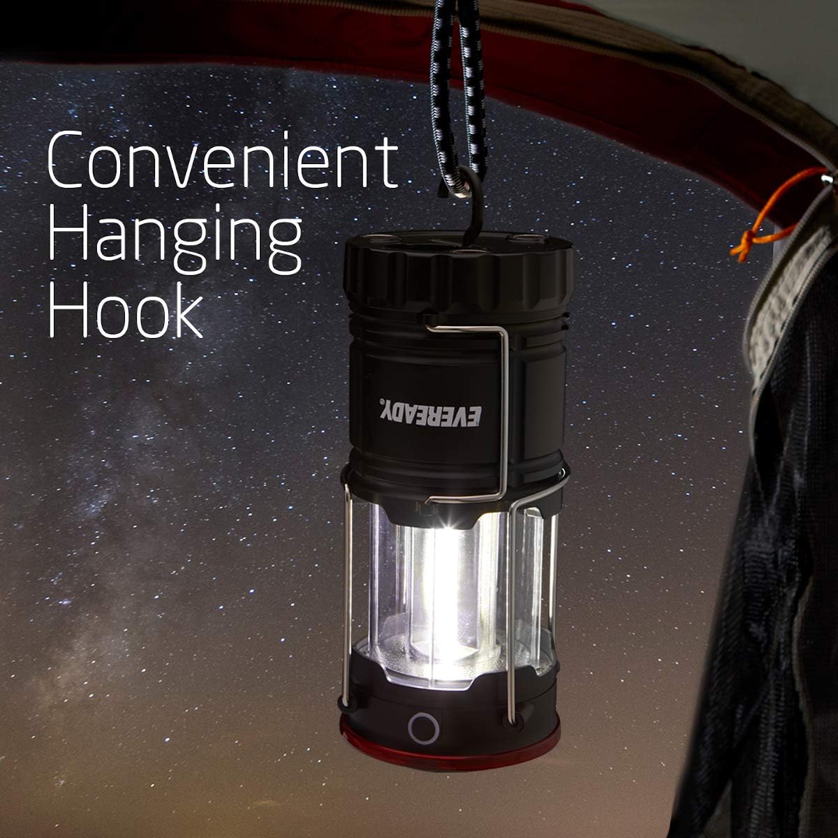 Eveready 360 LED Camping Lantern, IPX4 Water Resistant, Super Bright, 100 Hour Run-time, Battery Powered Outdoor LED Lantern, Black (4 Pack) : Sports & Outdoors
