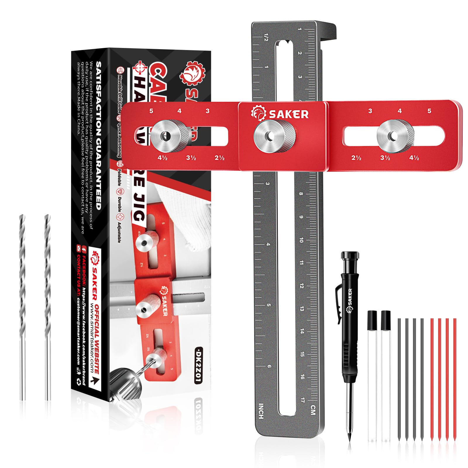 Photo 1 of Saker Cabinet Hardware Doweling Jig with Deep Hole Pencil,Adjustable Cabinet Template Tool for Knobs,Handles and Pulls,Self Centering Punch Locator Precise Woodworking Drill GuideLPNPMEY3010826
