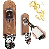 LUCYLANKER Beer Bottle Opener Wall Mounted with Magnetic Cap Catcher,Wooden Magnetic Bottle Opener for Fridge,Vintage Beer Gifts for Men, Man Cave Decor,Gifts for Men and Beer Lovers(Style 3)