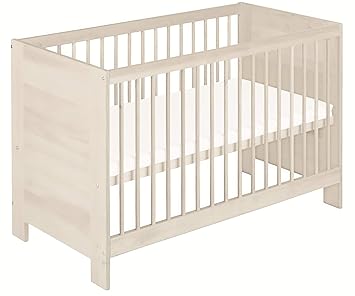 BioKinder Niklas Babybett Kinderbett Beistellbett aus Massivholz Kiefer 60 x 120 cm weiß lasiert