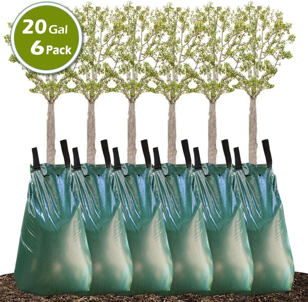 Remiawy Tree Watering Bag, 20 Gallon Slow Release Watering Bag for Trees, Tree Irrigation Bag Made of Durable PVC Material with Zipper (6 Pack 5-8 Hours Releasing Time)