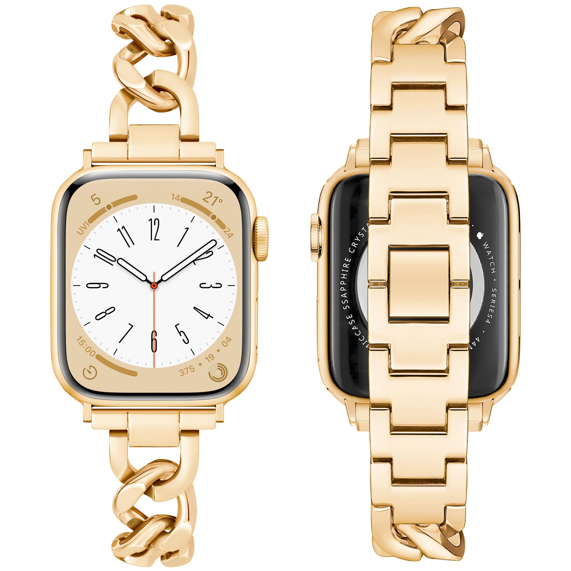 Photo 1 of Aniaboho Compatible with Bracelet Metal Band Apple Watch Bands for Women Men 42mm(Series 11/10) 40mm 41mm 38mm,Single Chain Design Adjustable iWatch Bands for Apple Watch Ultra 2 1 Series 11 10 9 SE 8 7 6 5 4 3 2 1 Band(Gold)