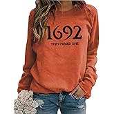 Susongeth 1692 They Missed One Halloween Sweatshirt for Women Salem Witch Long Sleeve Pullover Tops Shirt