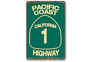 BELHNPK Vintage Metal Tin Sign Pacific Coast Highway Signs California Decor Abbey Street Road Sign Surf Tin Signs Summer Travel Gift 12 X 8 In