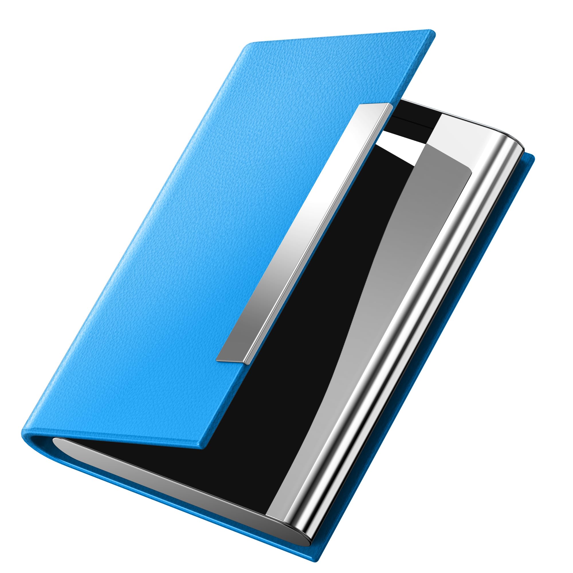 Padike Business Card Holder, Professional PU Leather & Stainless Steel Multi Card Case, Business Card Holder Wallet Credit Card ID Case/Holder For Men & Women (U-Blue)