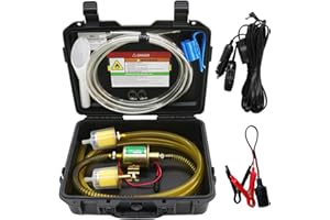 MILADO 12V Fuel Transfer Pump Set, Gasoline Transfer Pump Kit, Electric Fuel Pump with Case, 30 Gallons of Gas or Diesel Per Hour Inline Fuel Pump, Great for Vehicles, Boats, Carburetor, Lawn Mower
