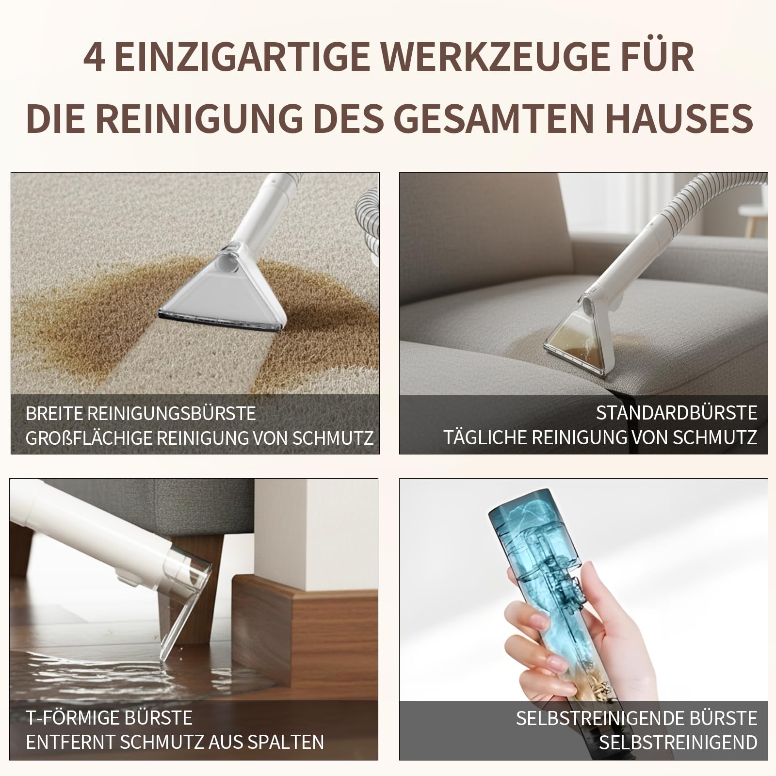 COCEAN Waschsauger Polsterreiniger,Teppichreiniger,Nass trockensauger,18Kpa Polsterreiniger Gerät, Nasssauger für Teppiche,Polster Autositze & Sofa 3