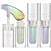 CHARMACY 3 Pcs Multichrome Glitter Liquid Eyeshadow, Chameleon Shifting Color, Holographic Metallic Eyeshadow, Long-Lasting Wear, Vegan Eye Topper for Party, Daily Makeup (#303)