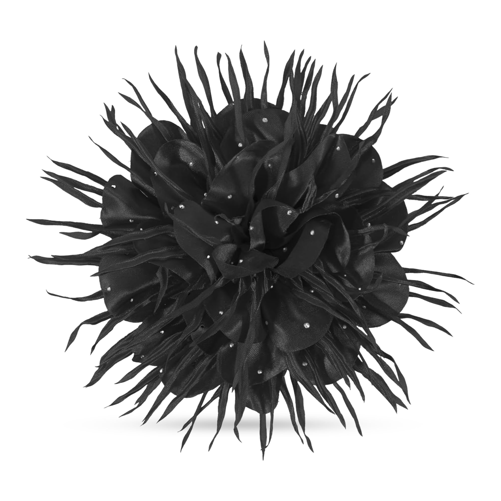 Photo 1 of 7.09" Elegant Black Floral Brooch Pins for Women | Delicate Hair Clips Dainty Satin Large Flower Brooches for Women | Stylish Hair Clips & Fabric Flower Pins for Clothes, Flowers Accessories for Woman