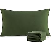NTBAY King Pillowcase Set - 2 Pack Brushed Microfiber 20x36 Pillowcases - Soft, Wrinkle-Free, Fade-Resistant, Stain-Resistant, Olive Green Pillowcases with Envelope Closure - 20x36 Inches, Olive Green