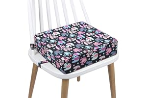 CAVWVTYU Toddler Booster Seat Dining, Washable 2 Straps Safety Buckle Kids Booster Seat for Dining Table, Portable Travel Increasing Cushion (Pink-Elephant)