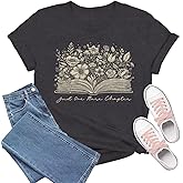 TIEEI Book Shirts for Women Book Lover T-Shirt Reading Tee Teacher Tops