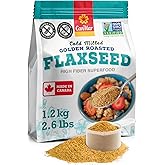 Canadian Made Ground Cold Milled Golden Roasted Flaxseed (42oz/1.2Kg) – Vegan, Non-GMO, Gluten-Free – Omega-3 & Fiber-Rich Li