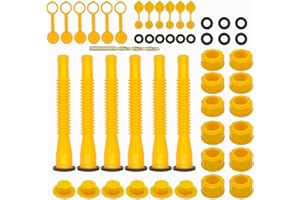 CARONIN Gas Can Spout Replacement Set, Gas Can Nozzle Old Style Easy to Install, Flexible Pour Nozzle Suitable for Most 1/2/5/10 Gallon Oil Cans (6 Kit-Yellow)