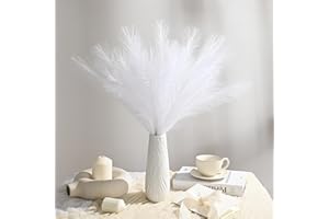 U-LIAN 36pcs Faux Pampas Grass 21.7 Inch Artificial Pampas Grass Decor for Vase Fake Fluffy Pampas Floral Dried Pampas Grass for Wedding, Home, Rustic Party and Baby Shower Decorations (White)