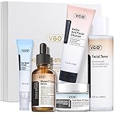 VGO Skin Care Set, Anti-Aging Moisturizing Repairing Soothing Snail Mucin Facial Skin Care Routine Kit for Dry Sensitive Dull Skin, 13.58 Fl Oz
