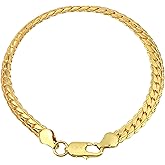 BuleVina 18k Gold Plated Copper Bracelet 7.5in for Men Women Over Copper Solid Cuban Horseshoe Design Link Curb Chain Bracelet, Perfect Fashion Accessory Father's Day Birthday Gift, Weighing 10.5g