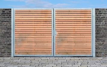 Einfahrtstor Qs Tor Holztor Gartentor Hoftor Verzinkt Mit Pfosten Holzfullung 2 Flugelig 200cm X 160cm Amazon De Baumarkt