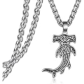Fuguangju Hammerhead Shark Necklace 925 Sterling Silver Hawaiian Tribal Shark Necklace Shark Jewelry for Men Shark Lovers Shark Week Gifts