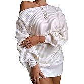 LAVANACE Women's Casual Oversized Off Shoulder Sweater Dresses Long Chunky Pullover Jumper