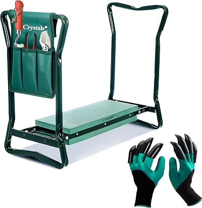 Crystals Heavy Duty Garden Kneeler Stool Foldable Pad with Gloves