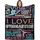 UIACOM Gymnastics Throw Blanket for Girls, Soft Cozy Blanket with Glitter-Style Gymnastics Words & Silhouette, Pink Blue Gymnast Decor, Gifts for Gymnasts, 40"X50"